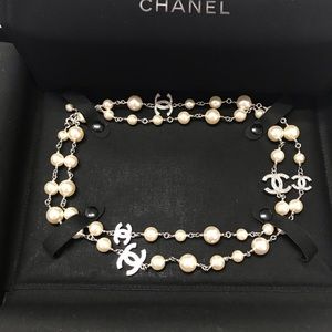 CHANEL Authentic New CC Pearl Silver Necklace